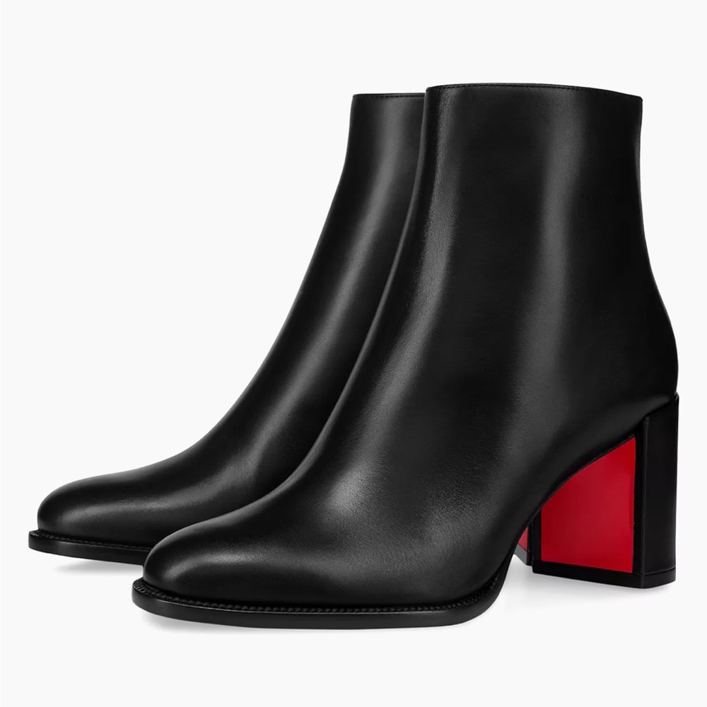 Christian Louboutin Black Leather Heeled Boots